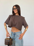 T-Shirt Crop Mammut Marrone