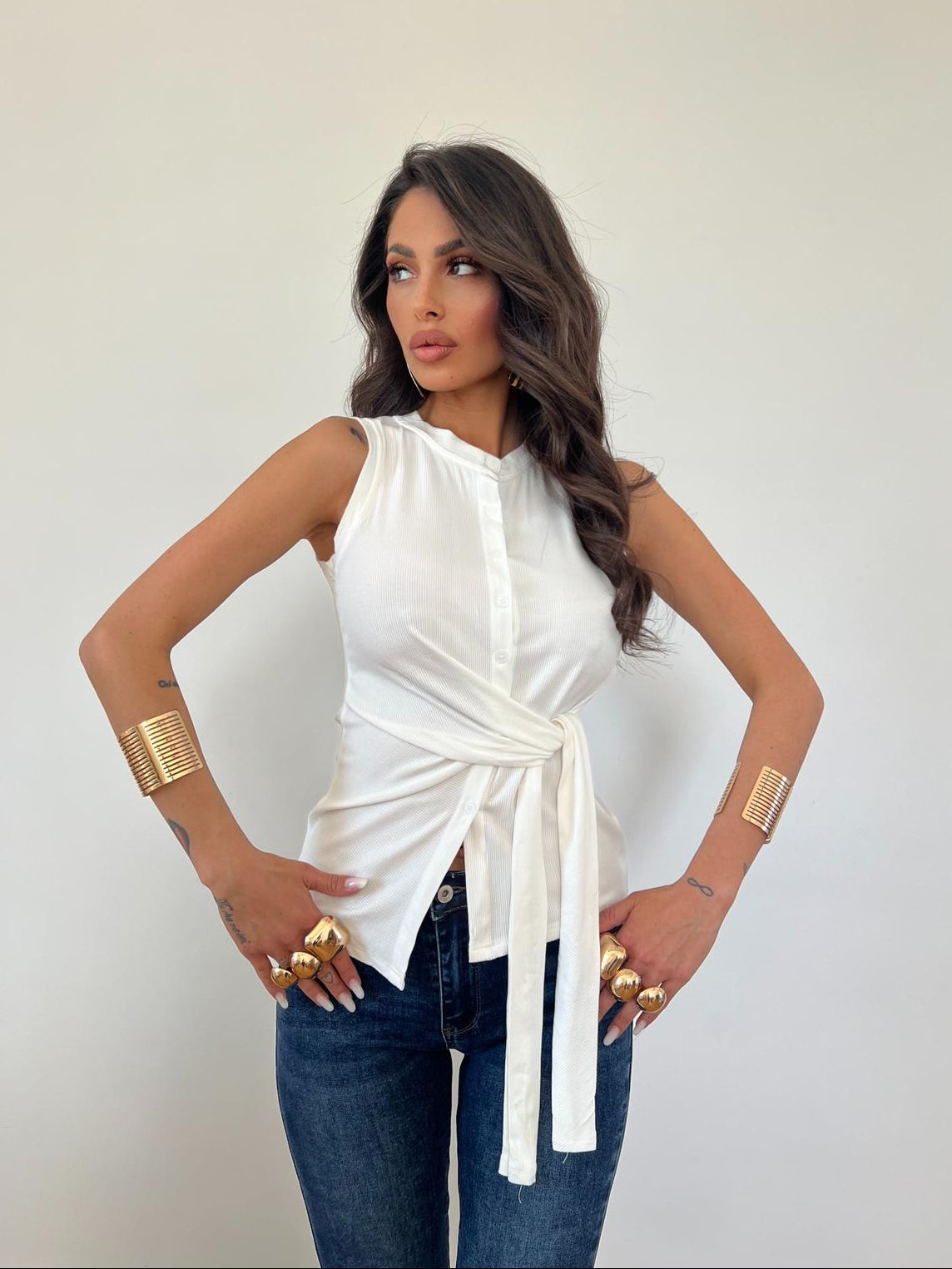 Maglia/Top Ambra Bianco