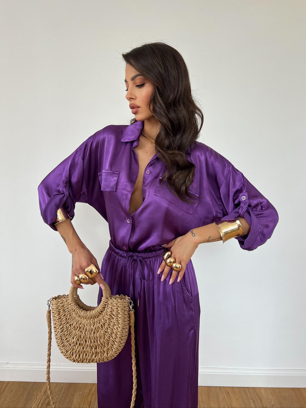 Camicia Satin Viola
