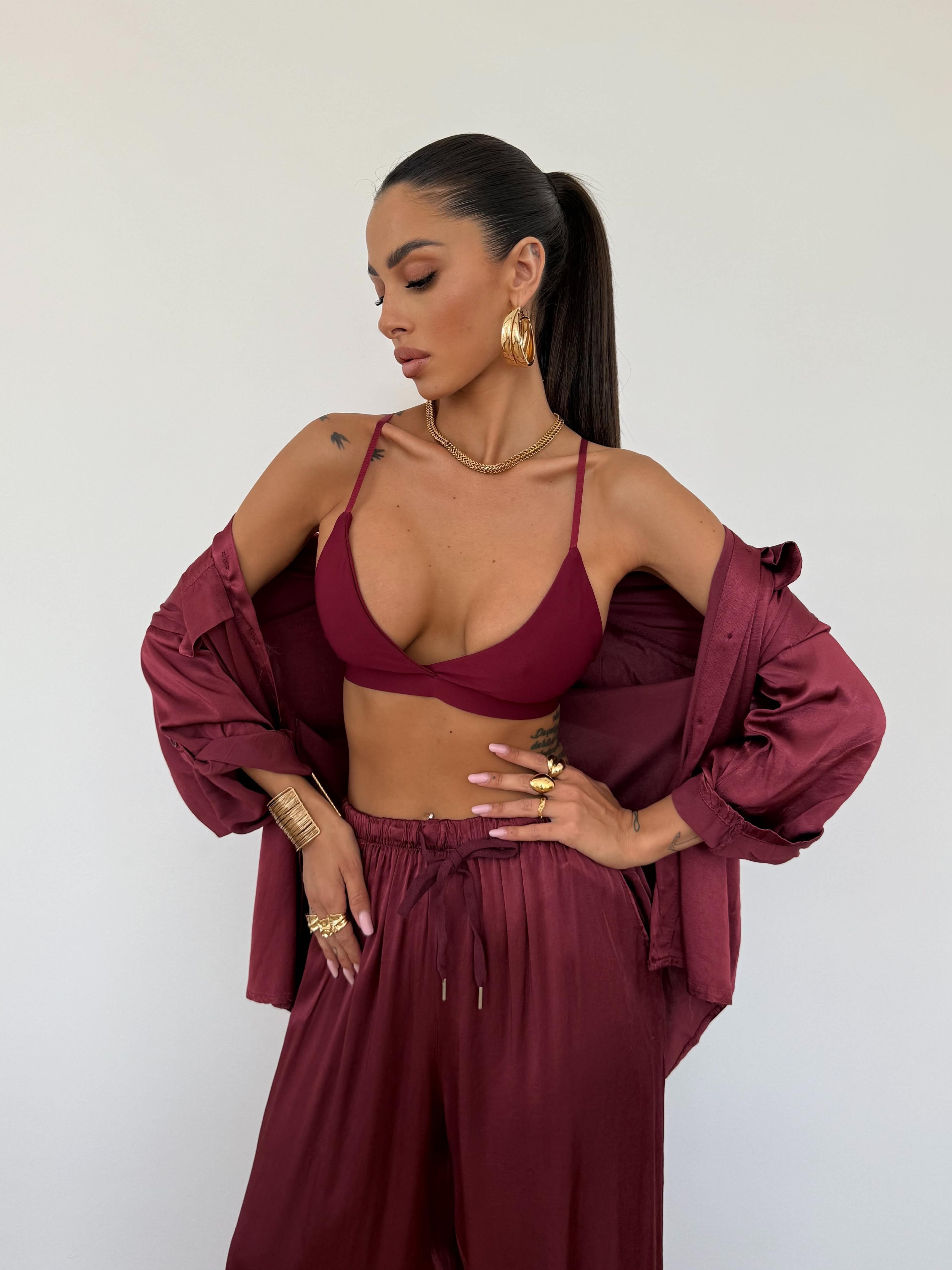 Pantalone Satin Bordeaux