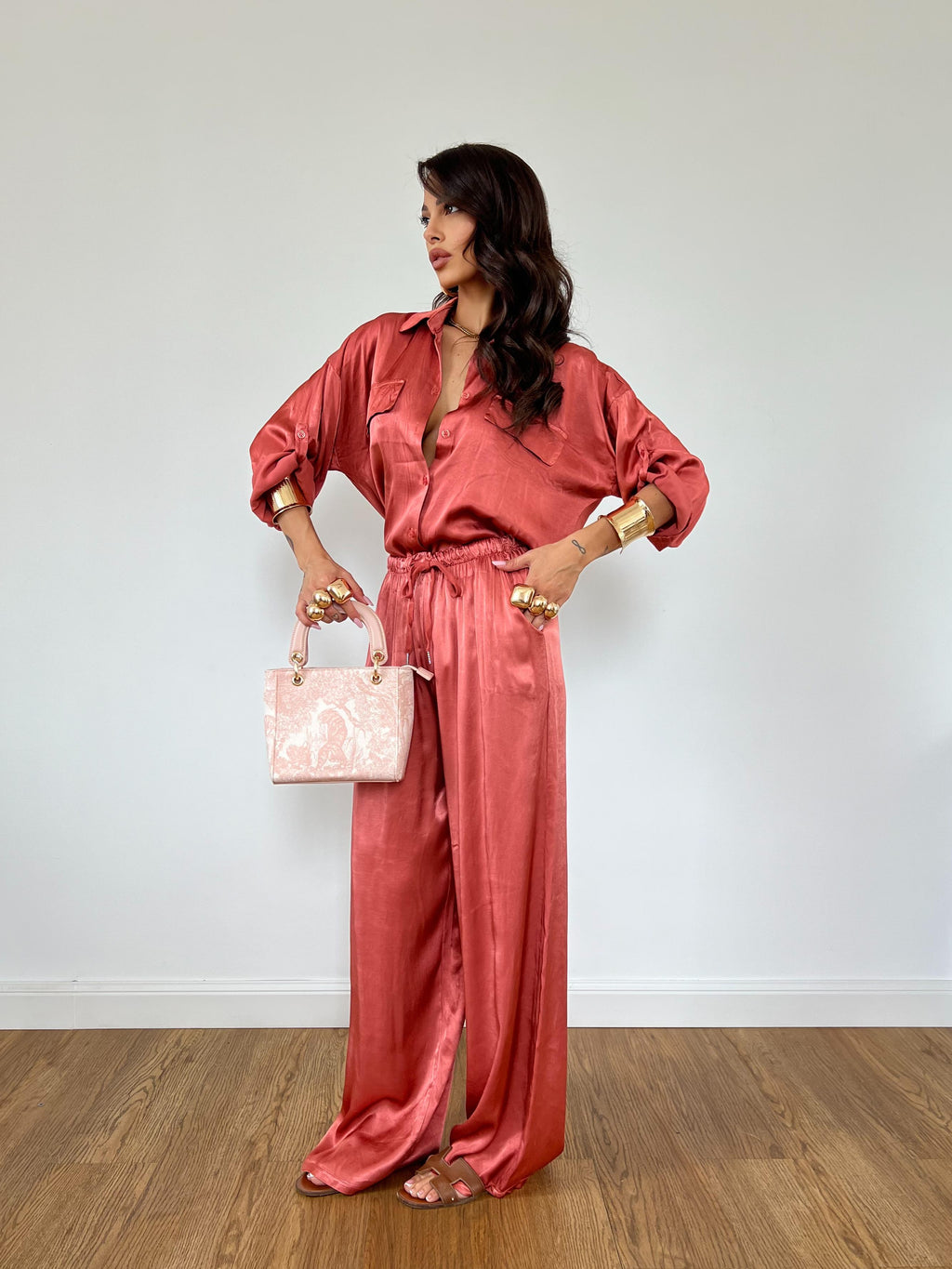 Camicia Satin Mattone