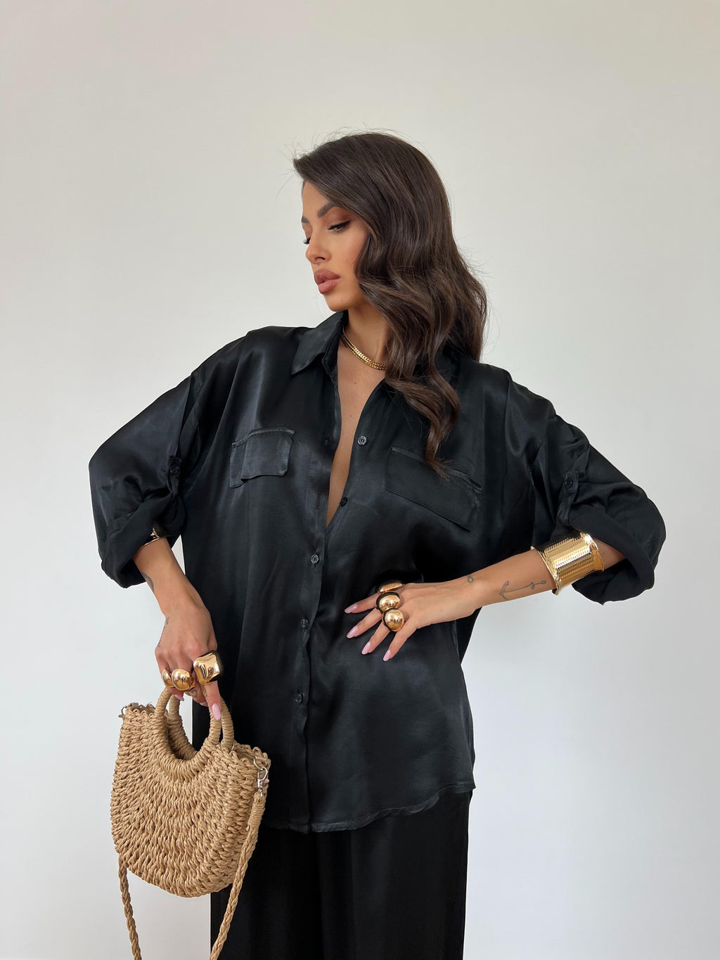 Camicia Satin Nera