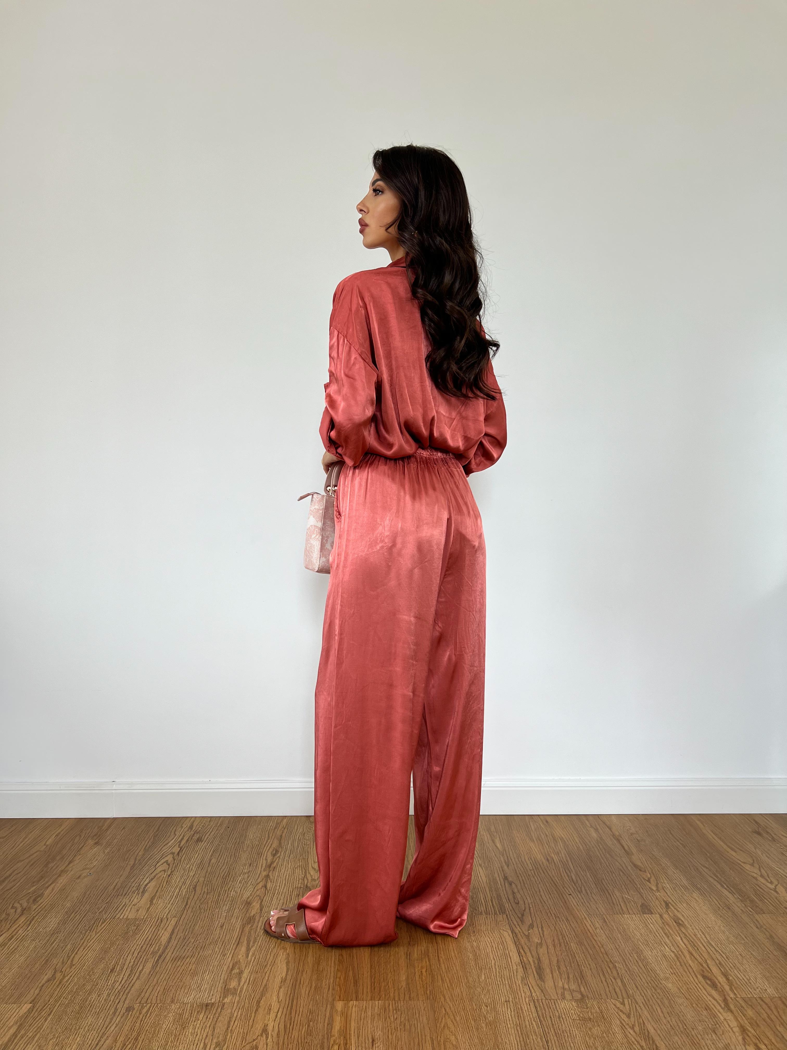 Camicia Satin Mattone