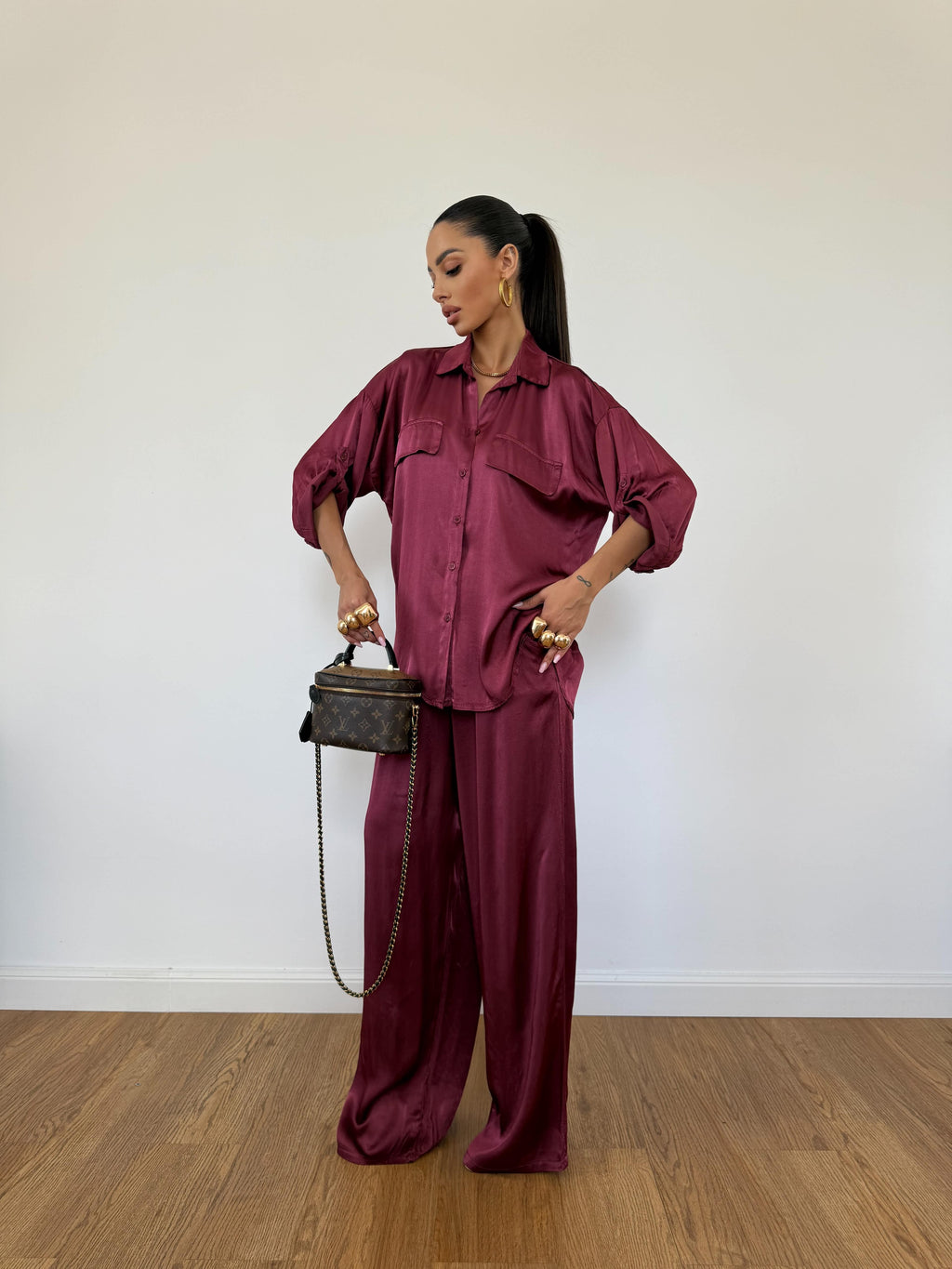 Camicia Satin Bordeaux