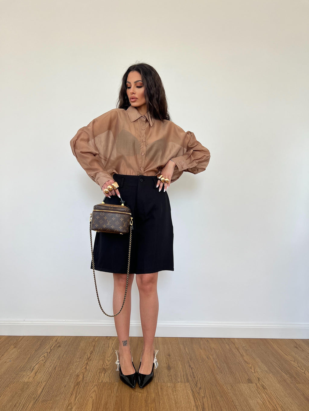 Camicia Trasparente Marrone