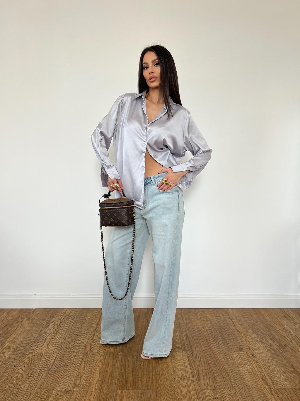 Camicia Satin Grigia
