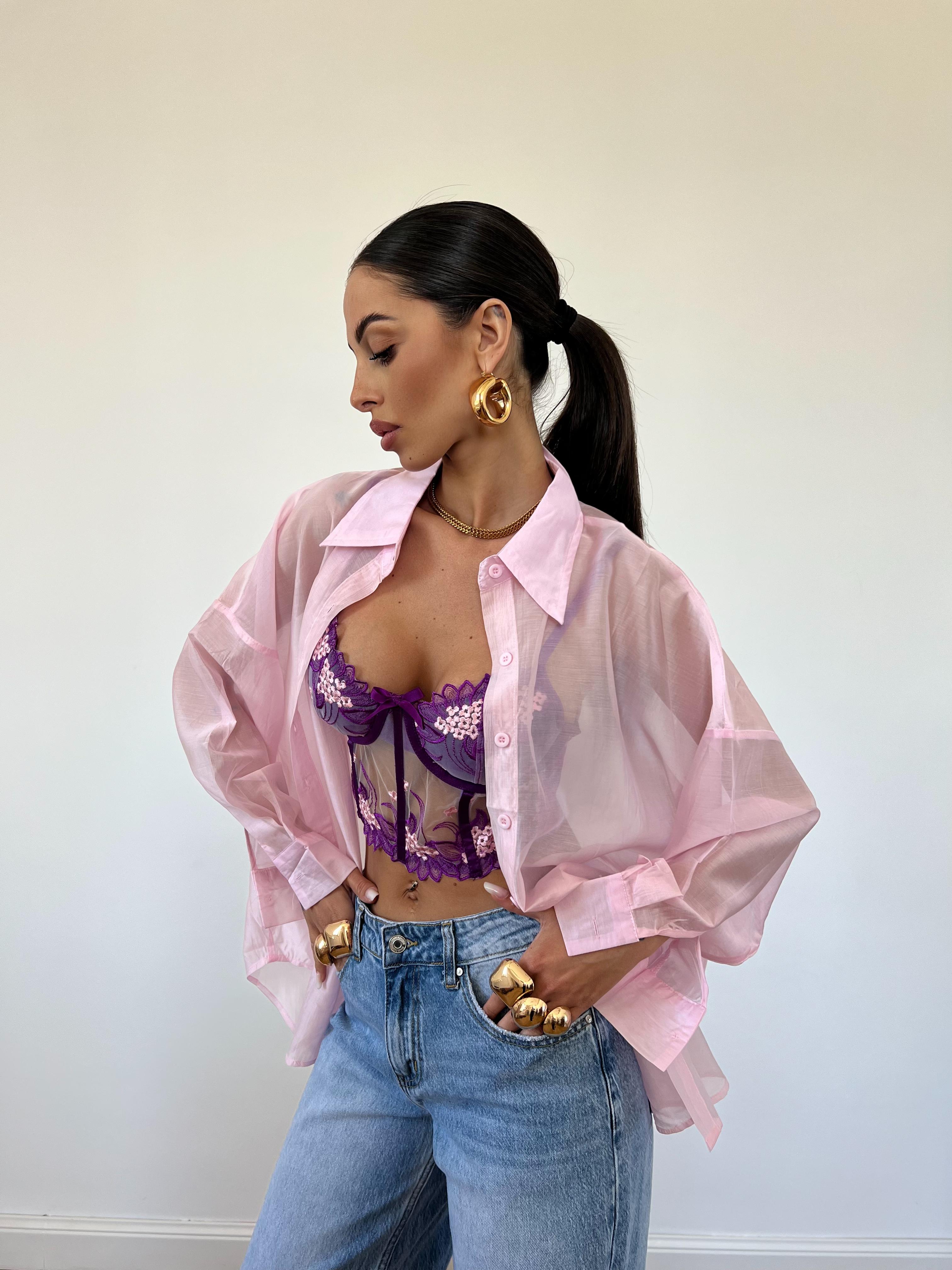 Camicia Trasparente Rosa