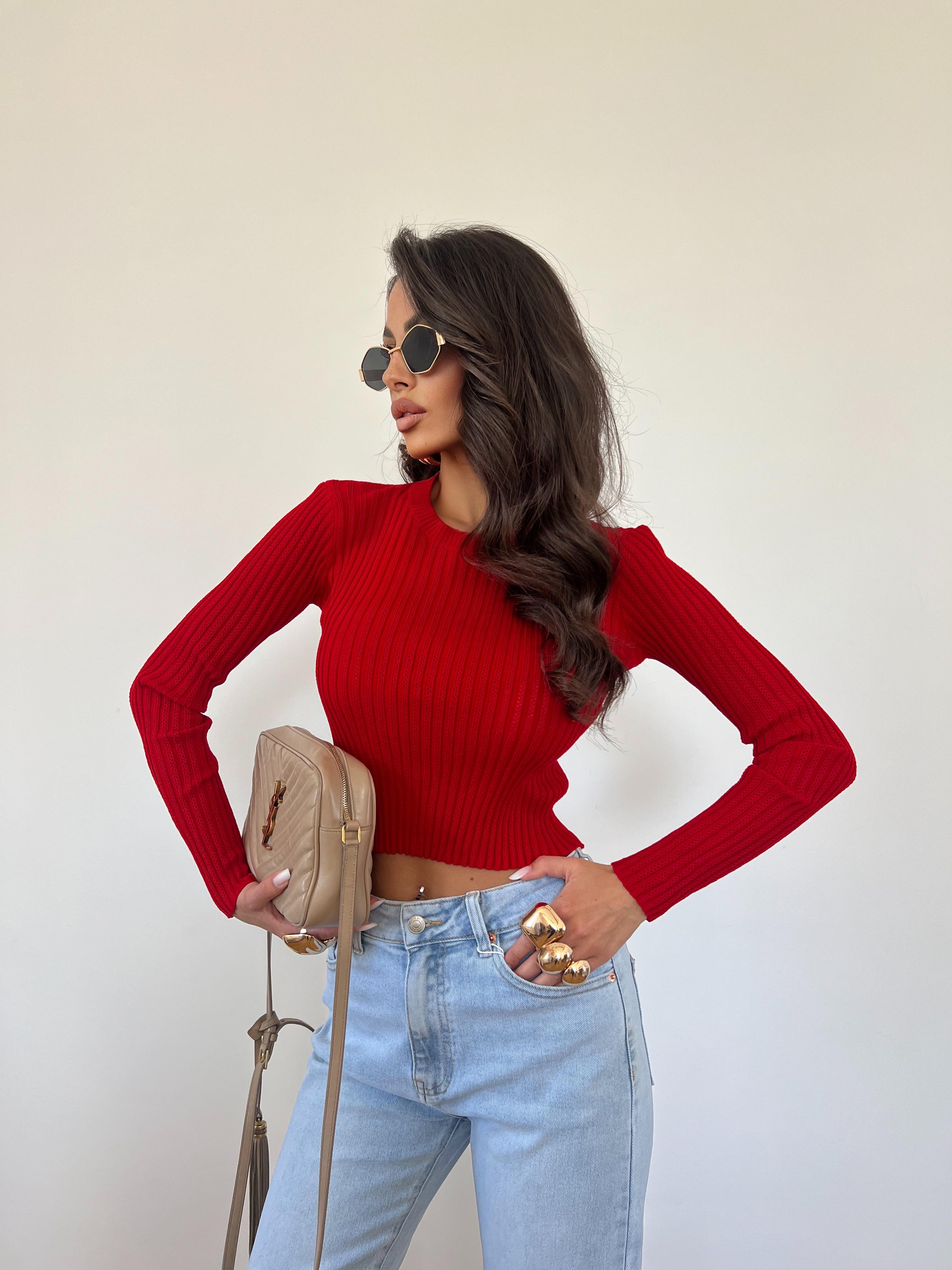 Maglia/Top Crop Filo Rosso