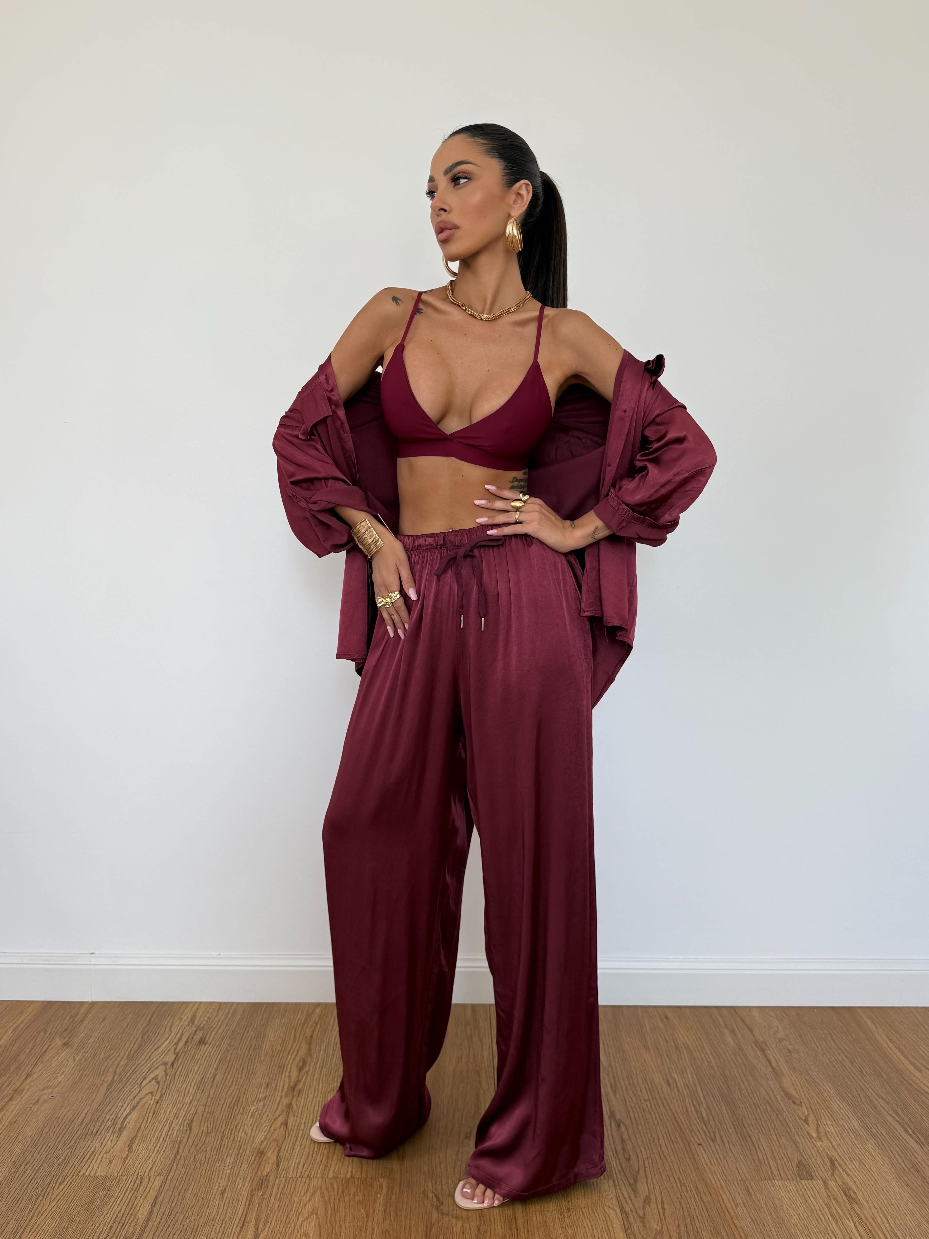Pantalone Satin Bordeaux