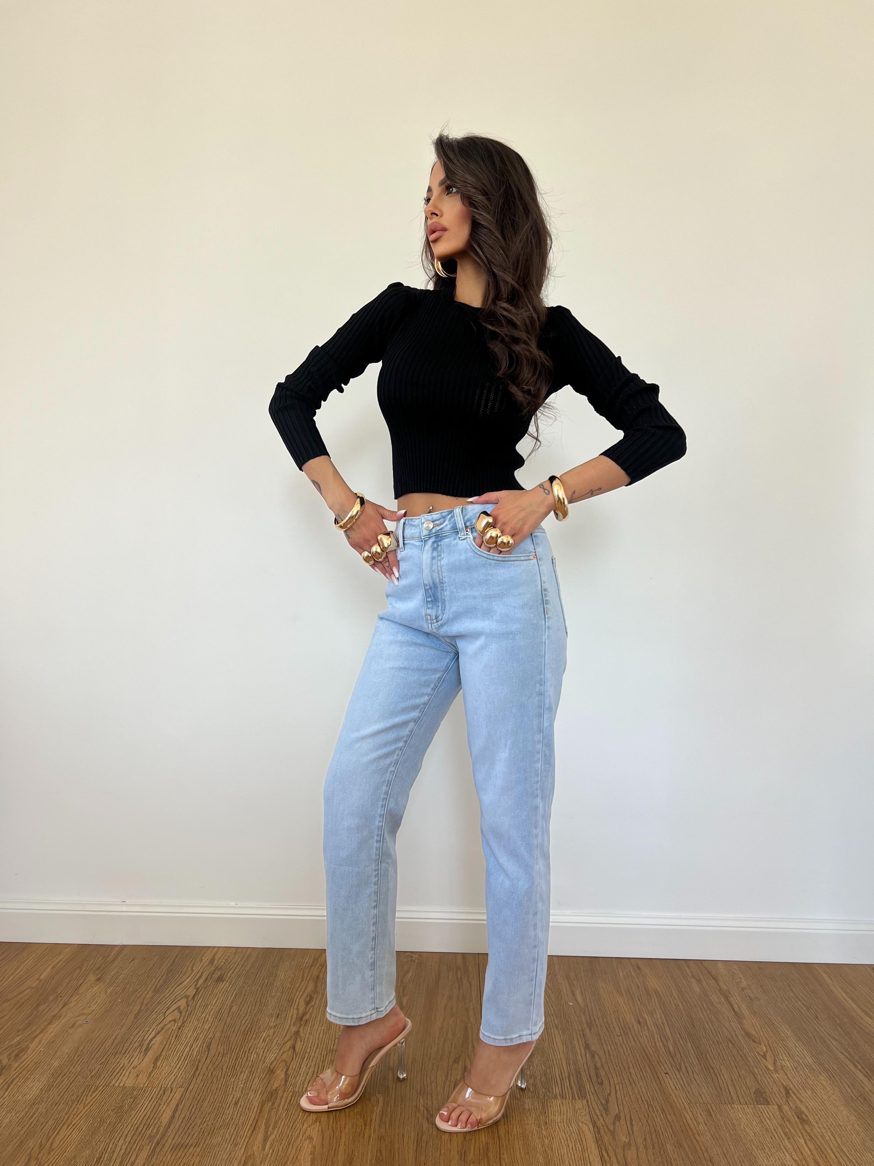 Maglia/Top Crop Filo Nero