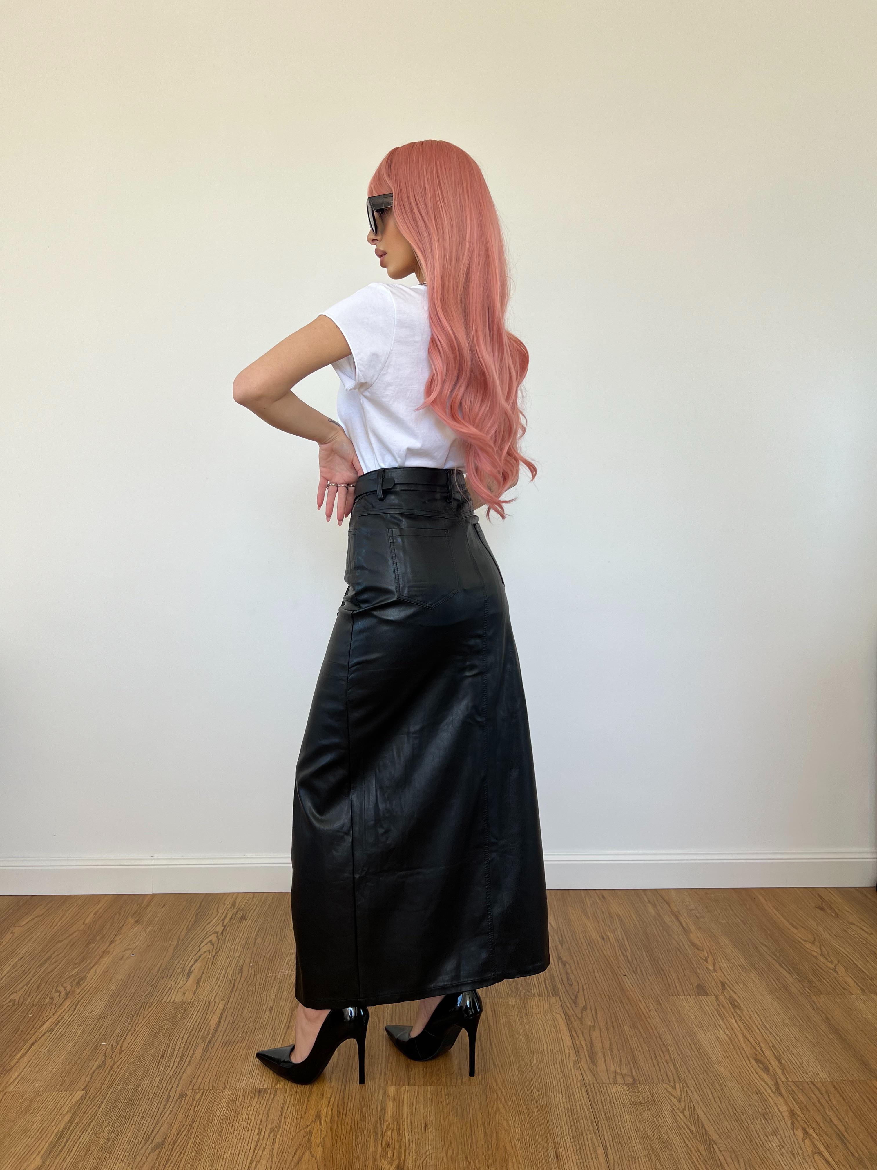 Gonna Pelle Longuette Nera