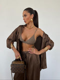 Camicia Satin Marrone