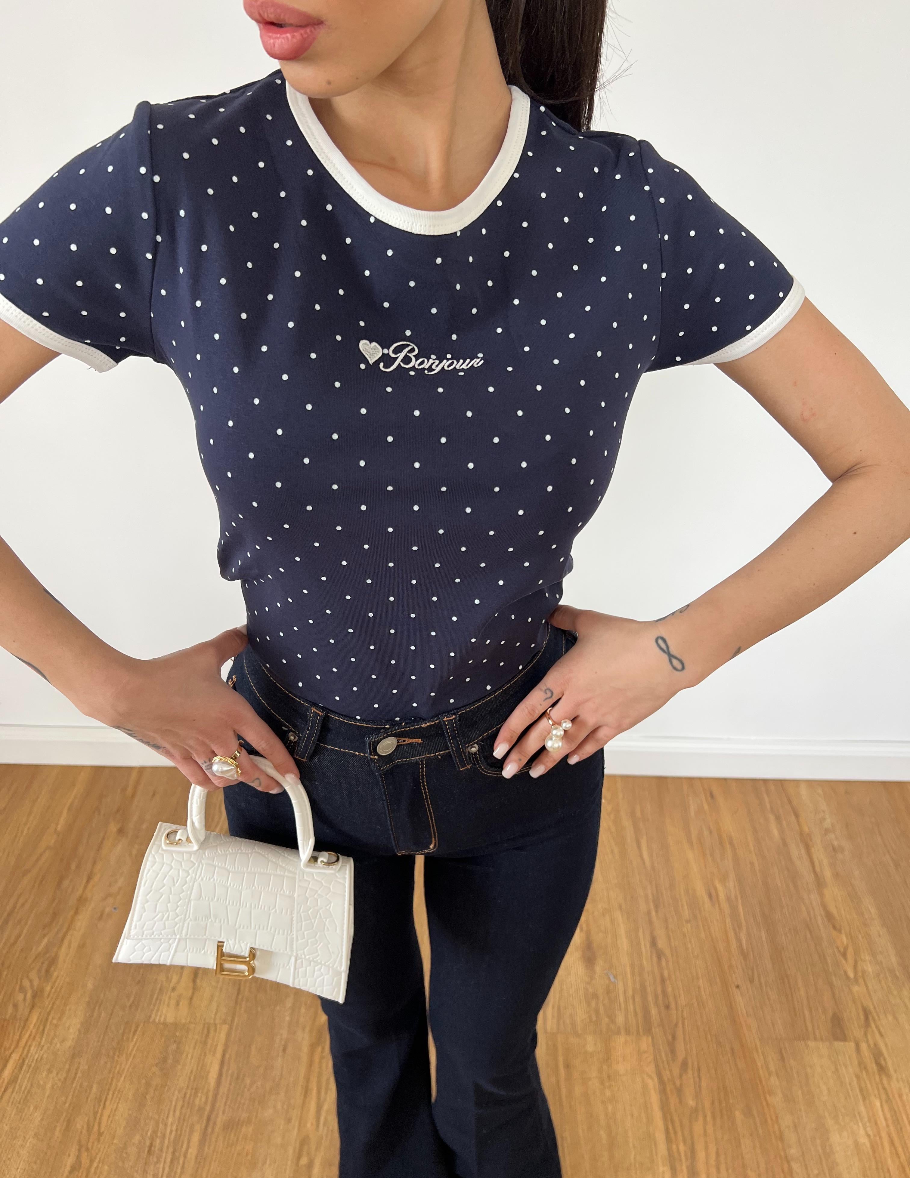 Maglietta Bonjour Blu Notte