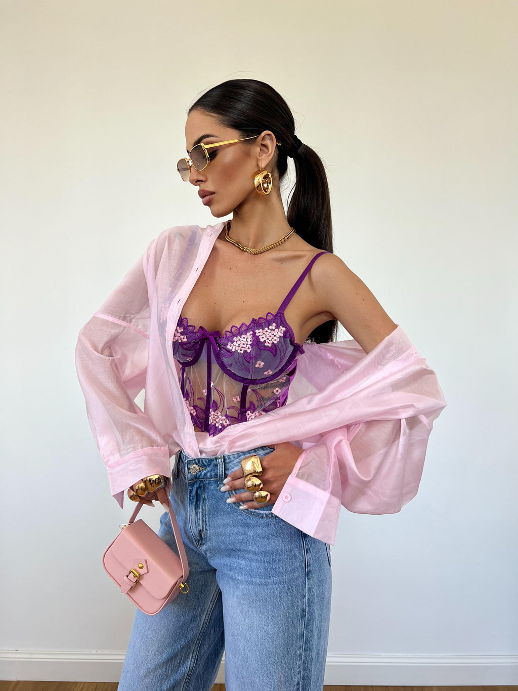 Camicia Trasparente Rosa