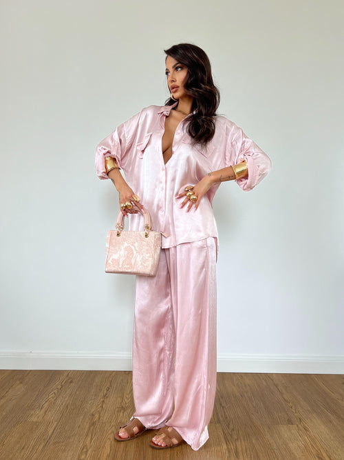 Camicia Satin Rosa Cipria
