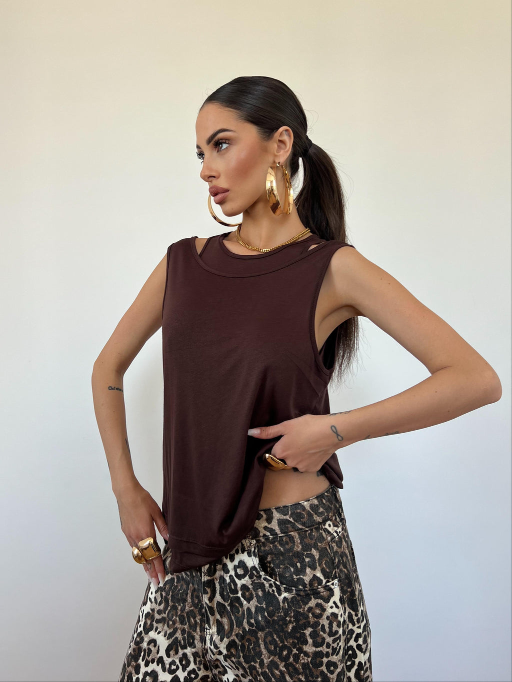 Top Double Marrone