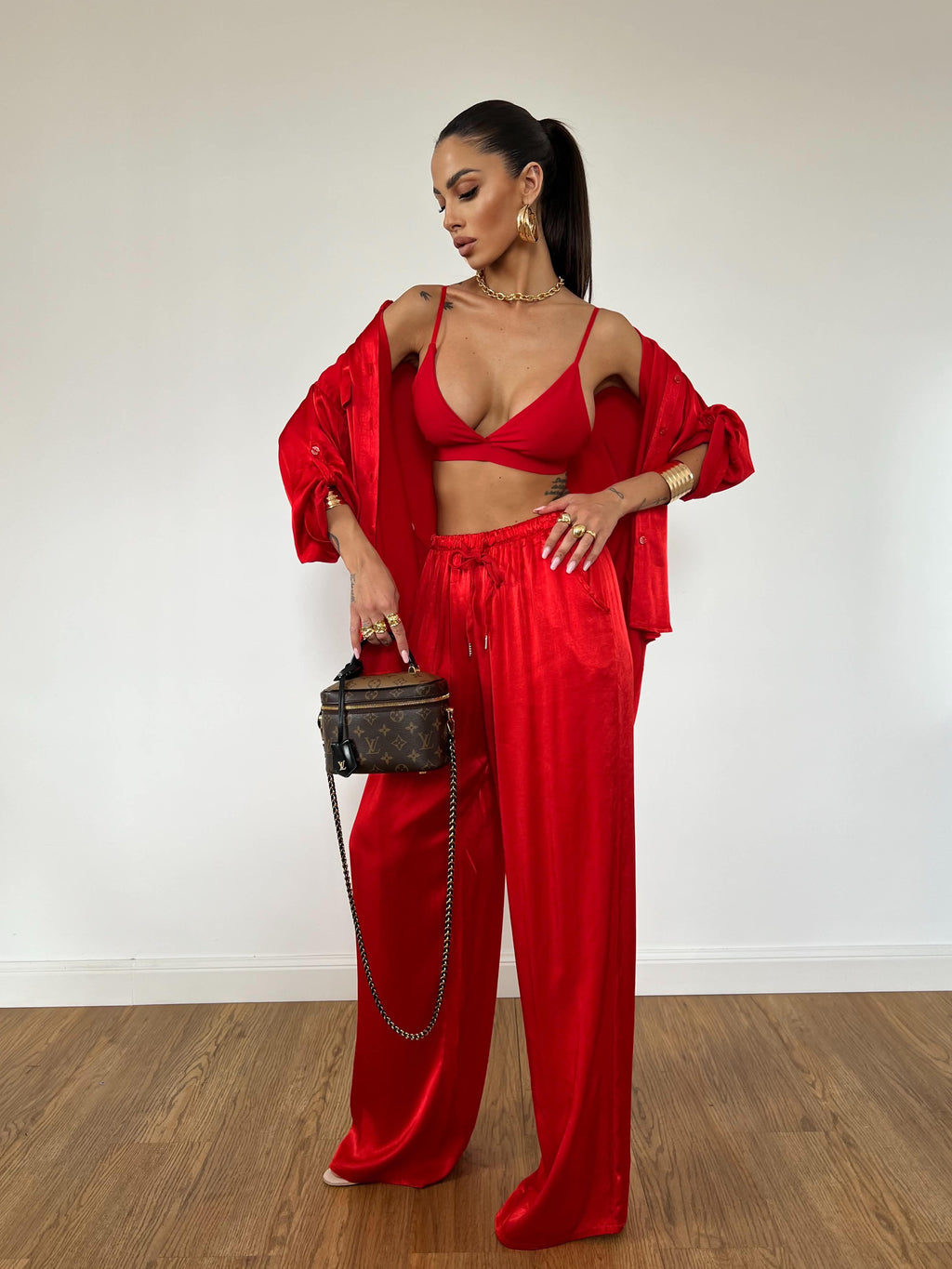 Pantalone Satin Rosso