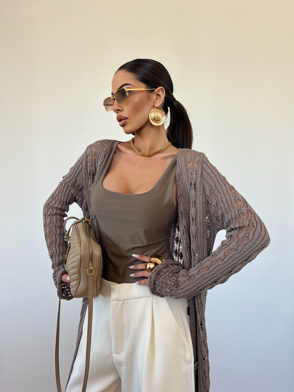 Cardigan/Vestito Amnesia Tortora