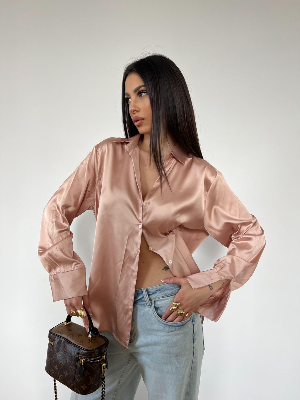 Camicia Satin Mattone