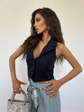 Top Gilet Short Blu Notte