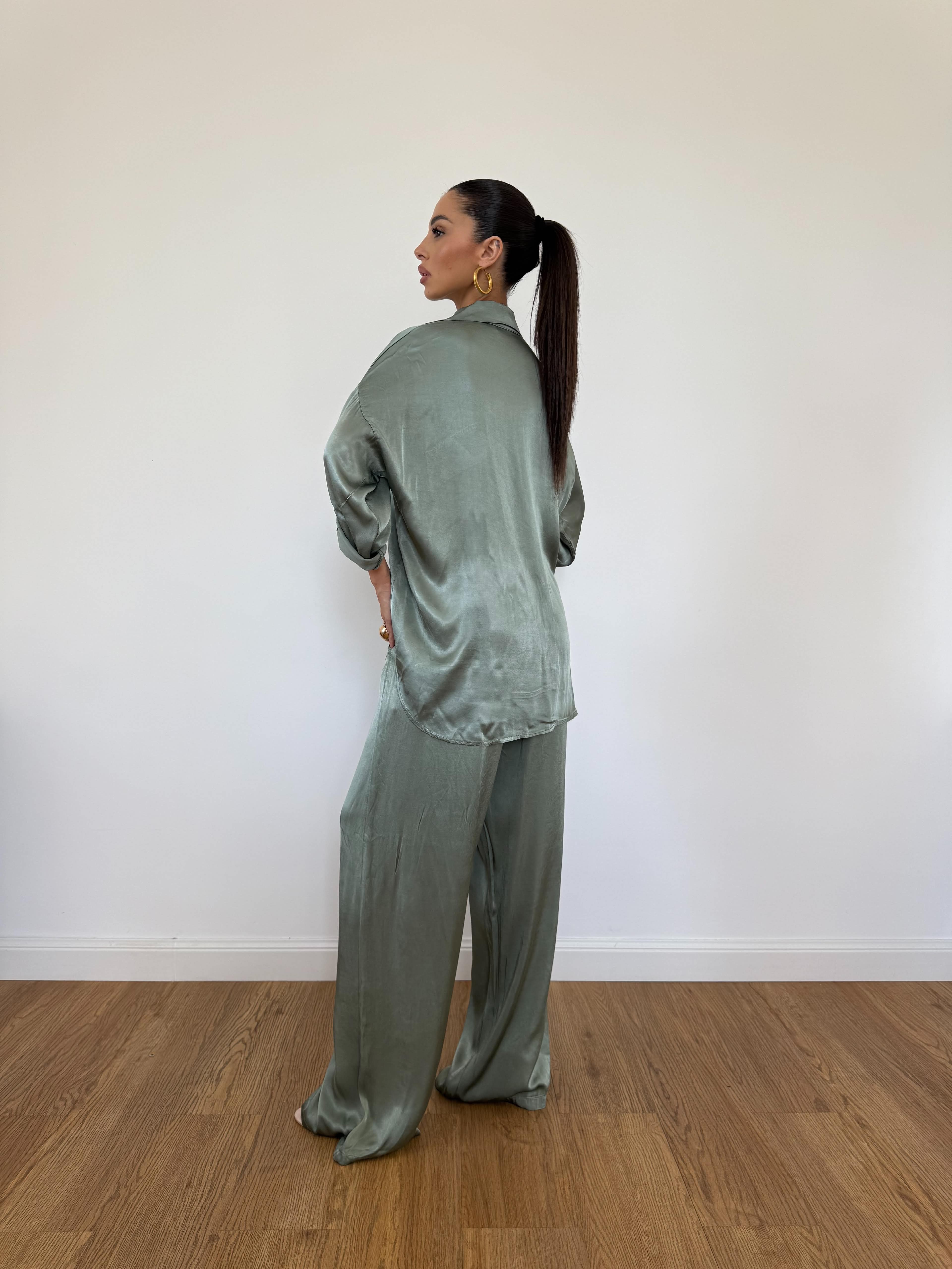 Pantalone Satin Verde Salvia