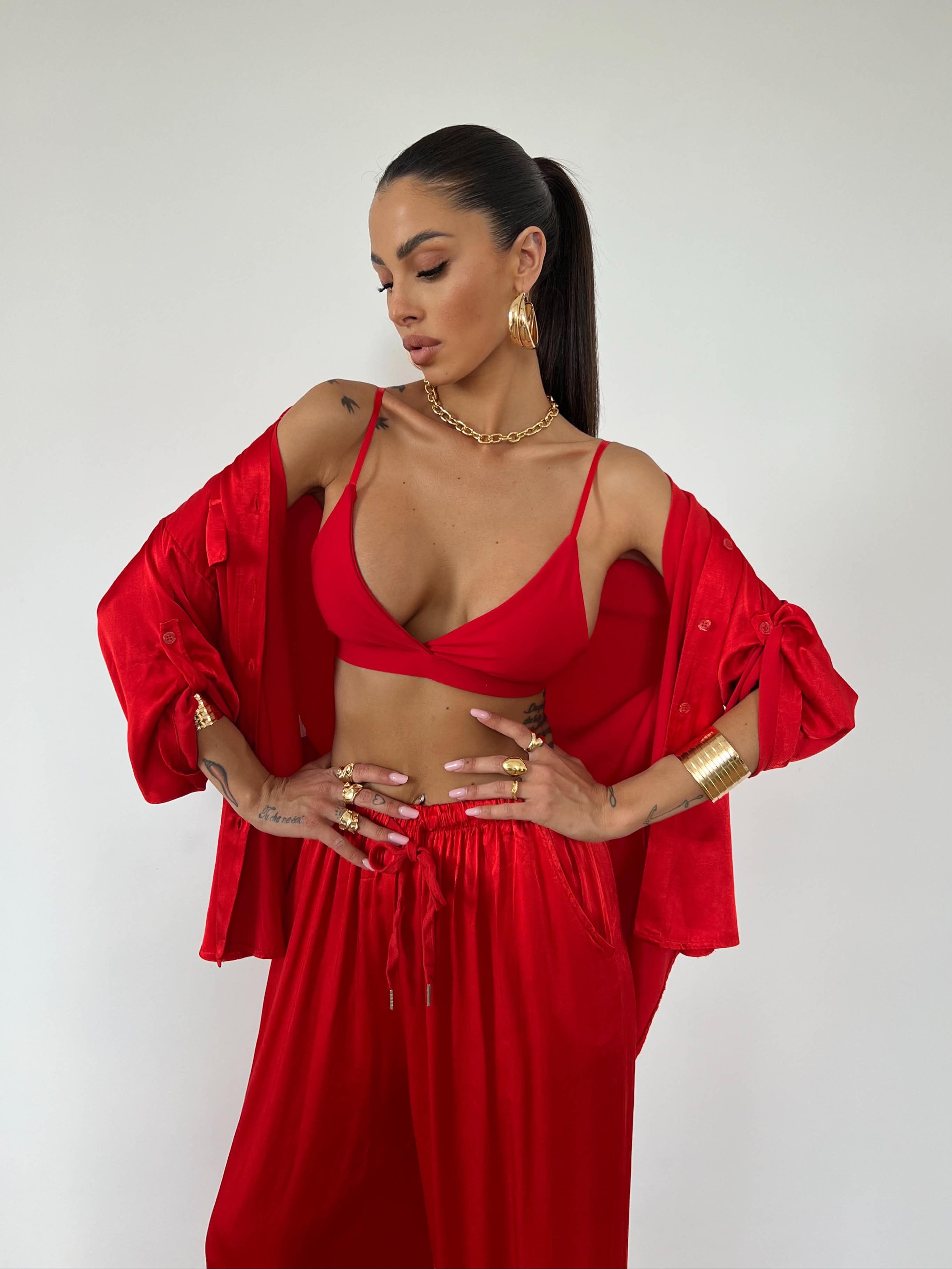Pantalone Satin Rosso
