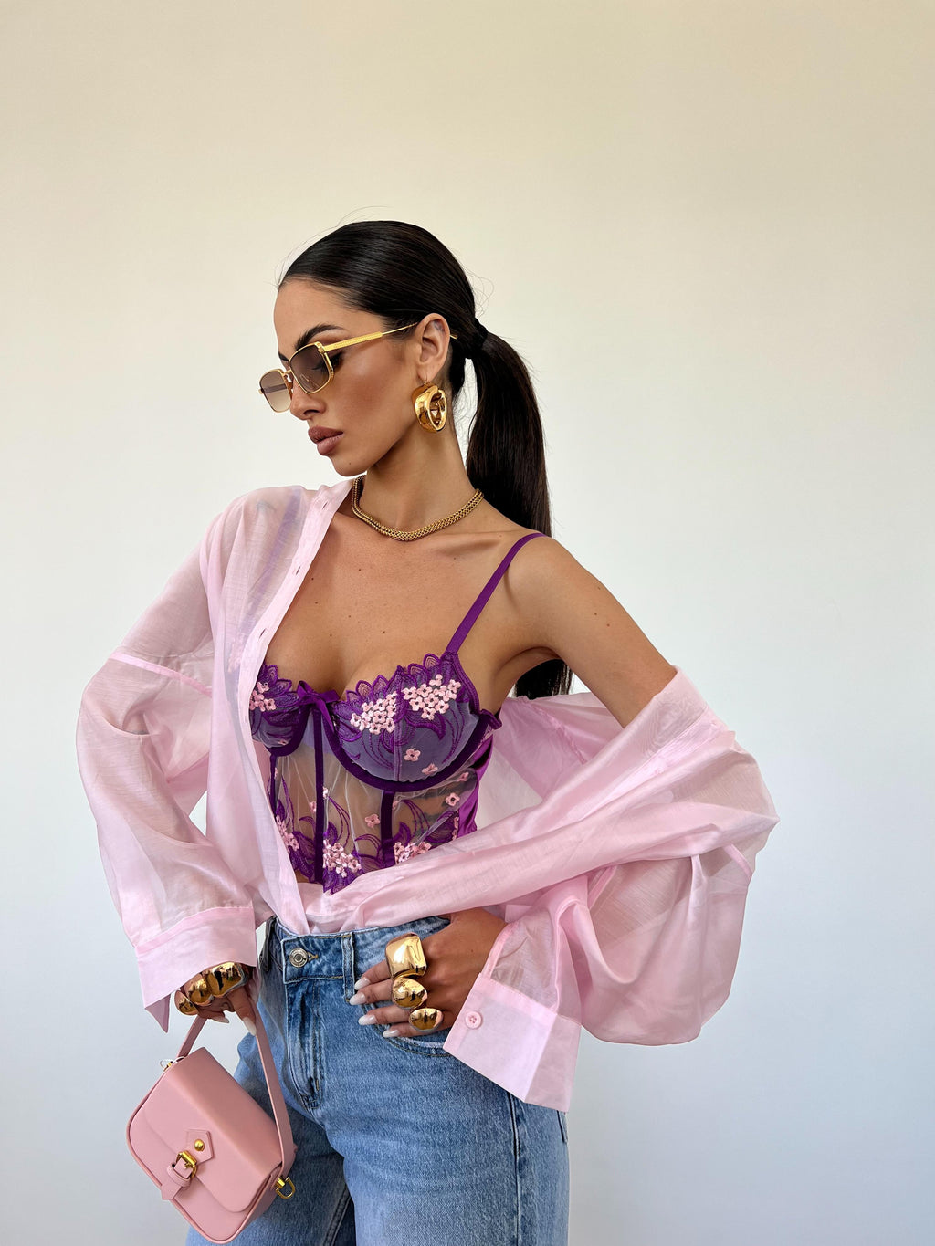 Camicia Trasparente Rosa