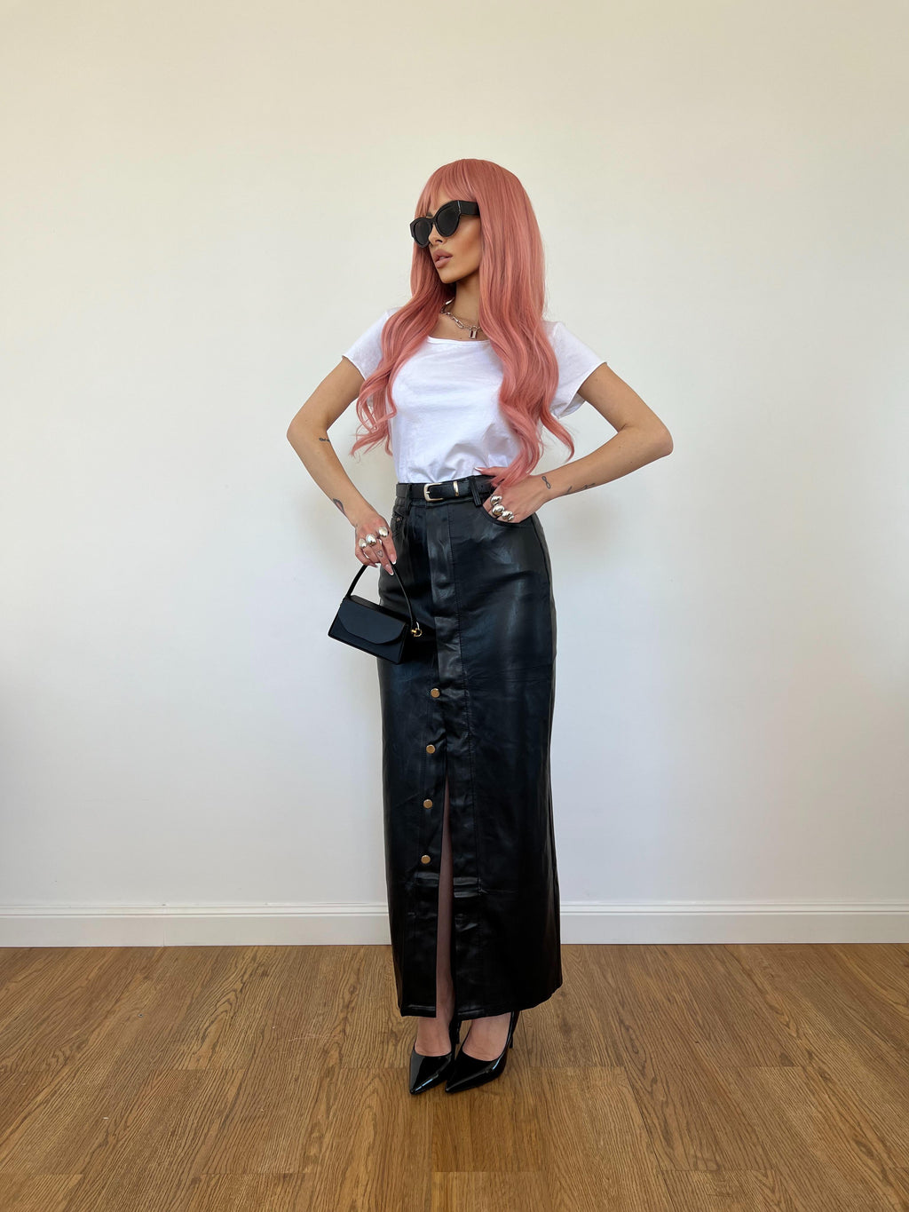 Gonna Pelle Longuette Nera