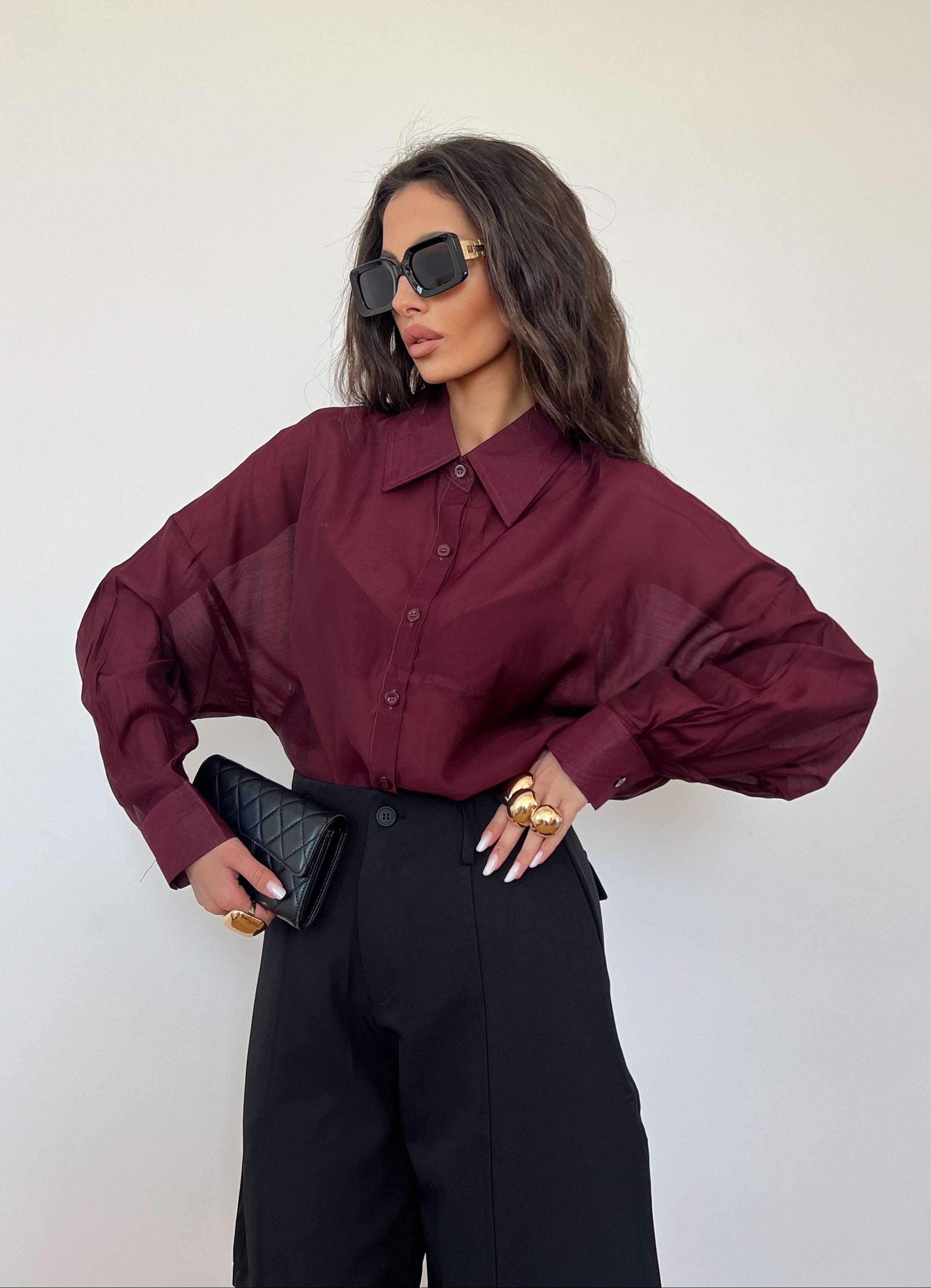 Camicia Trasparente Prugna