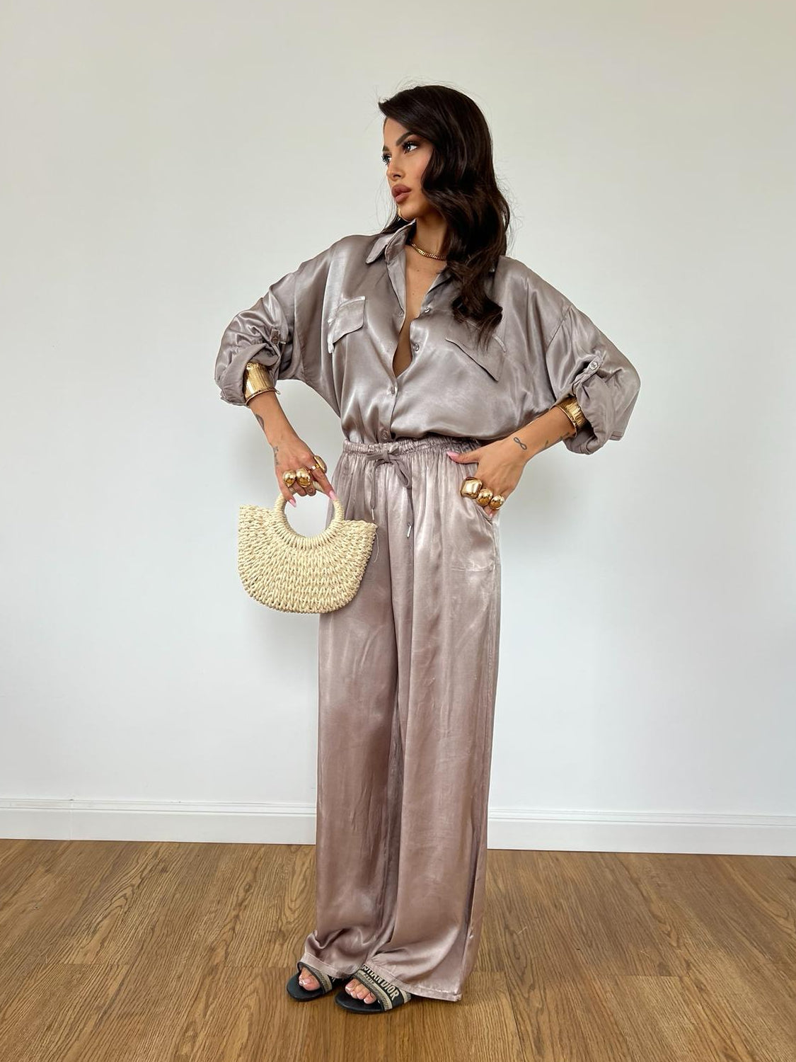 Pantalone Satin Tortora