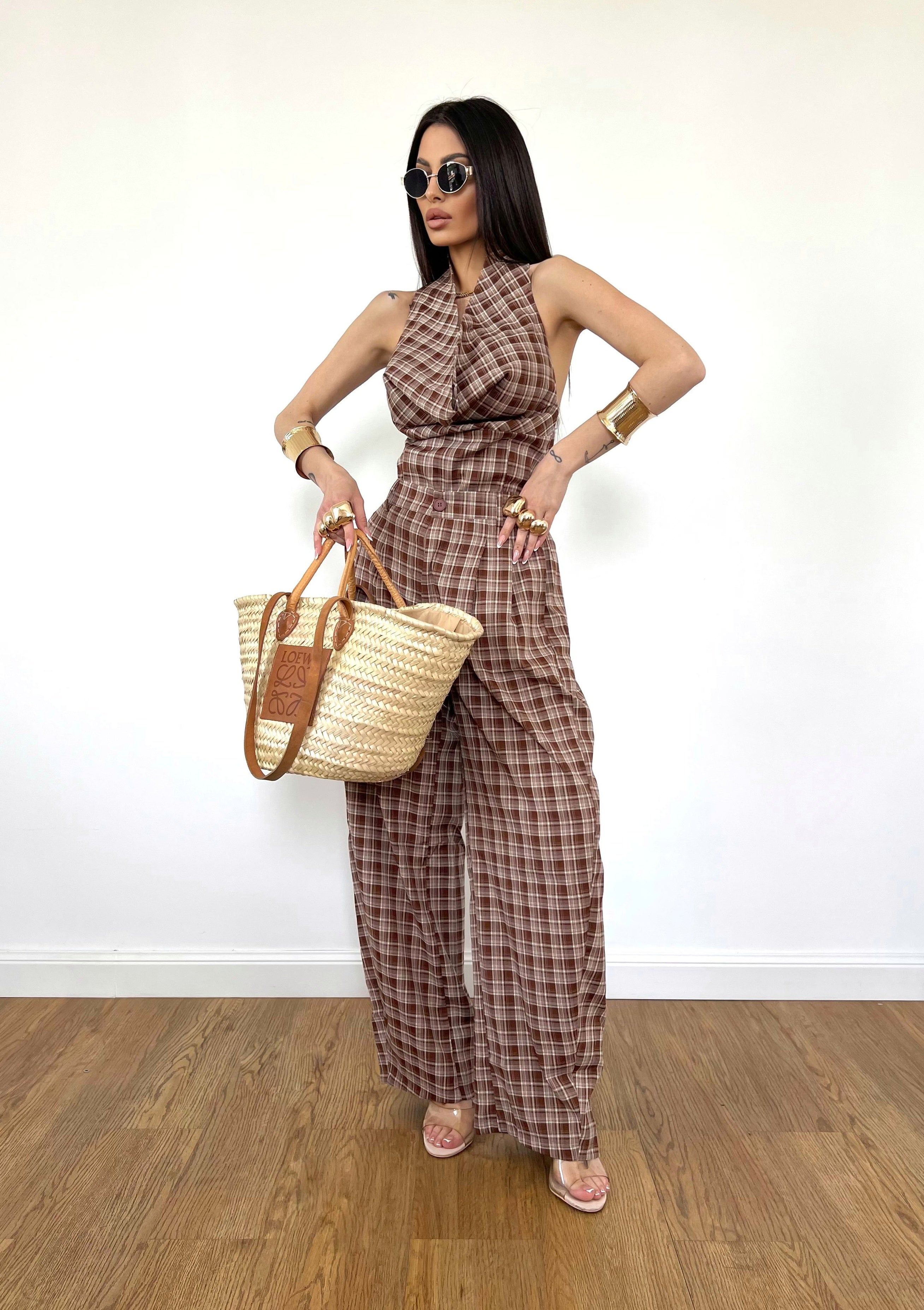 Coordinato Scacco Marrone Chiaro