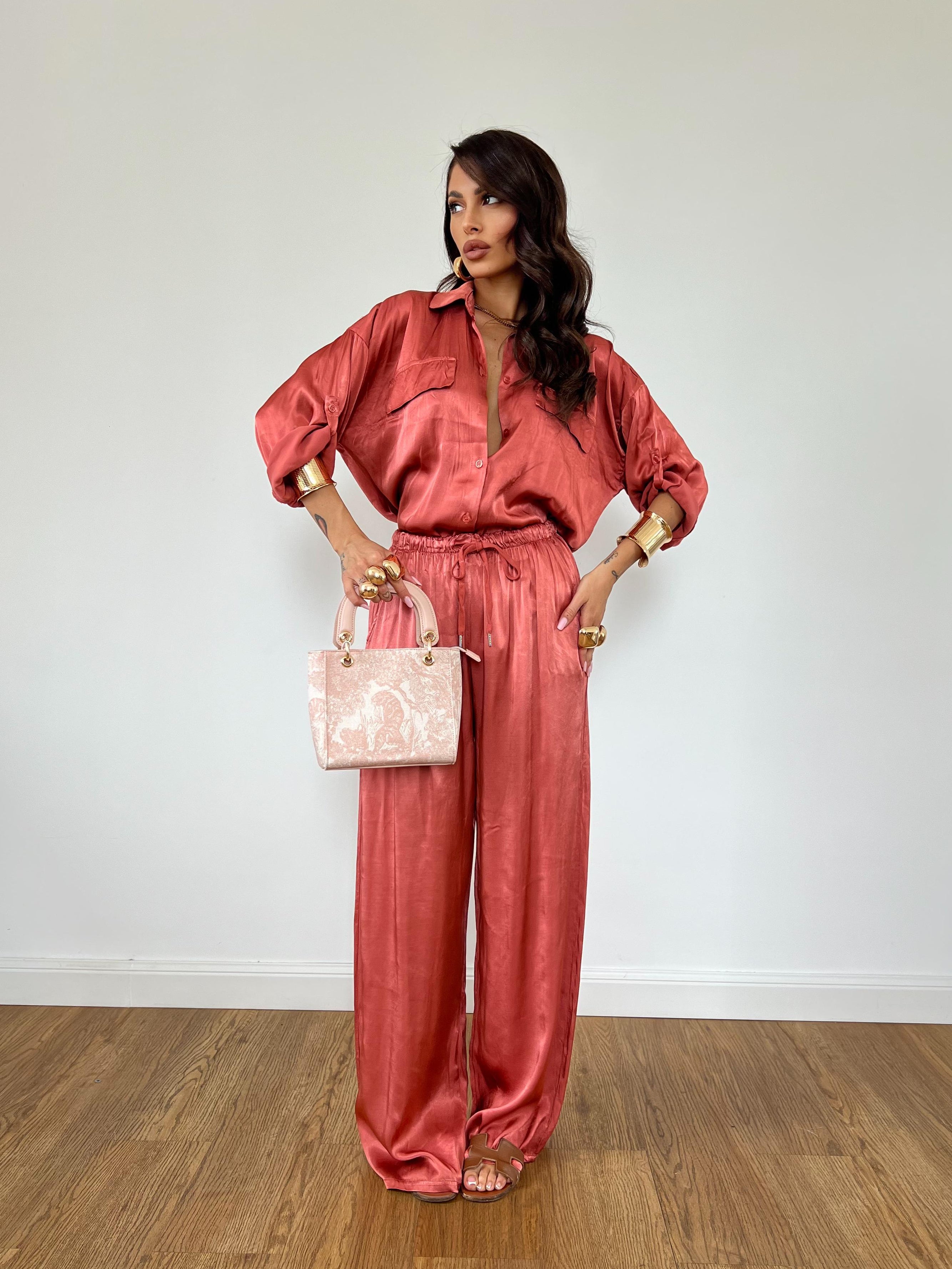 Camicia Satin Mattone