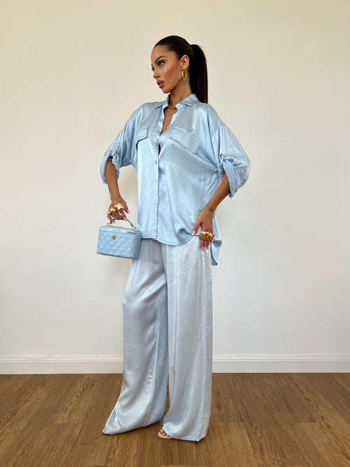 Camicia Satin Azzurra