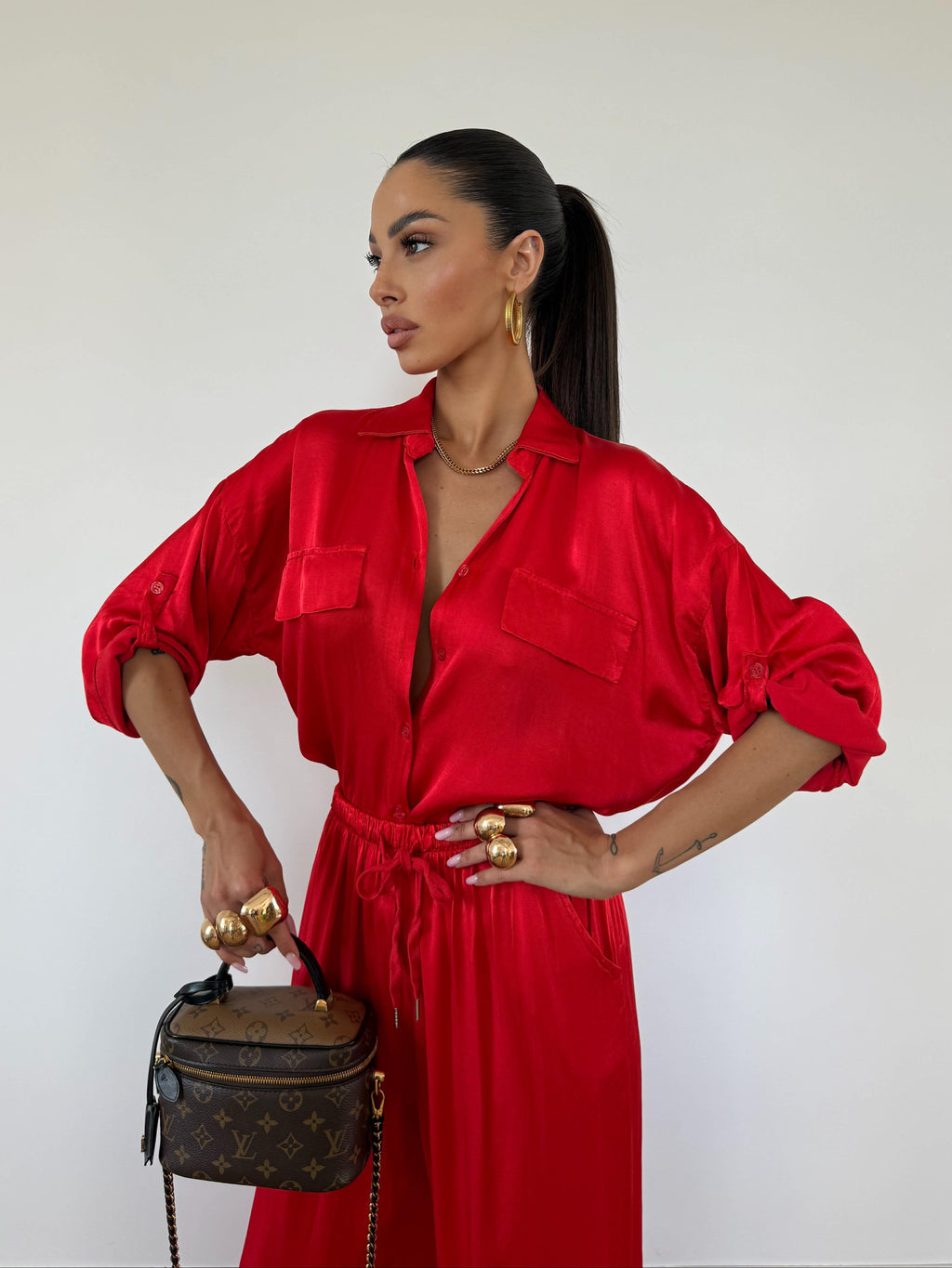Camicia Satin Rossa