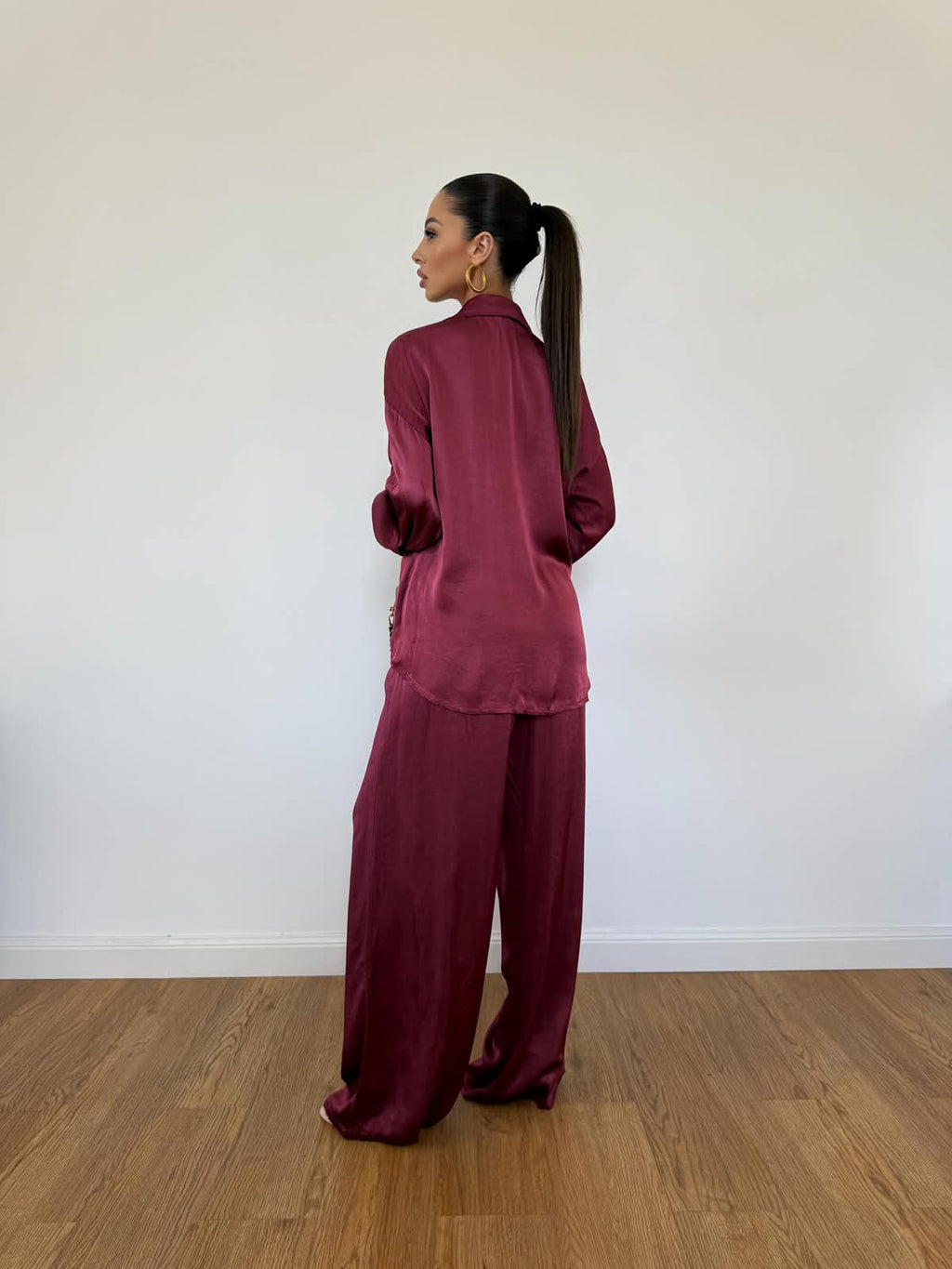 Camicia Satin Bordeaux