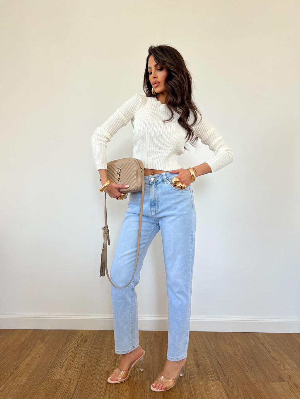 Maglia/Top Crop Filo Bianco