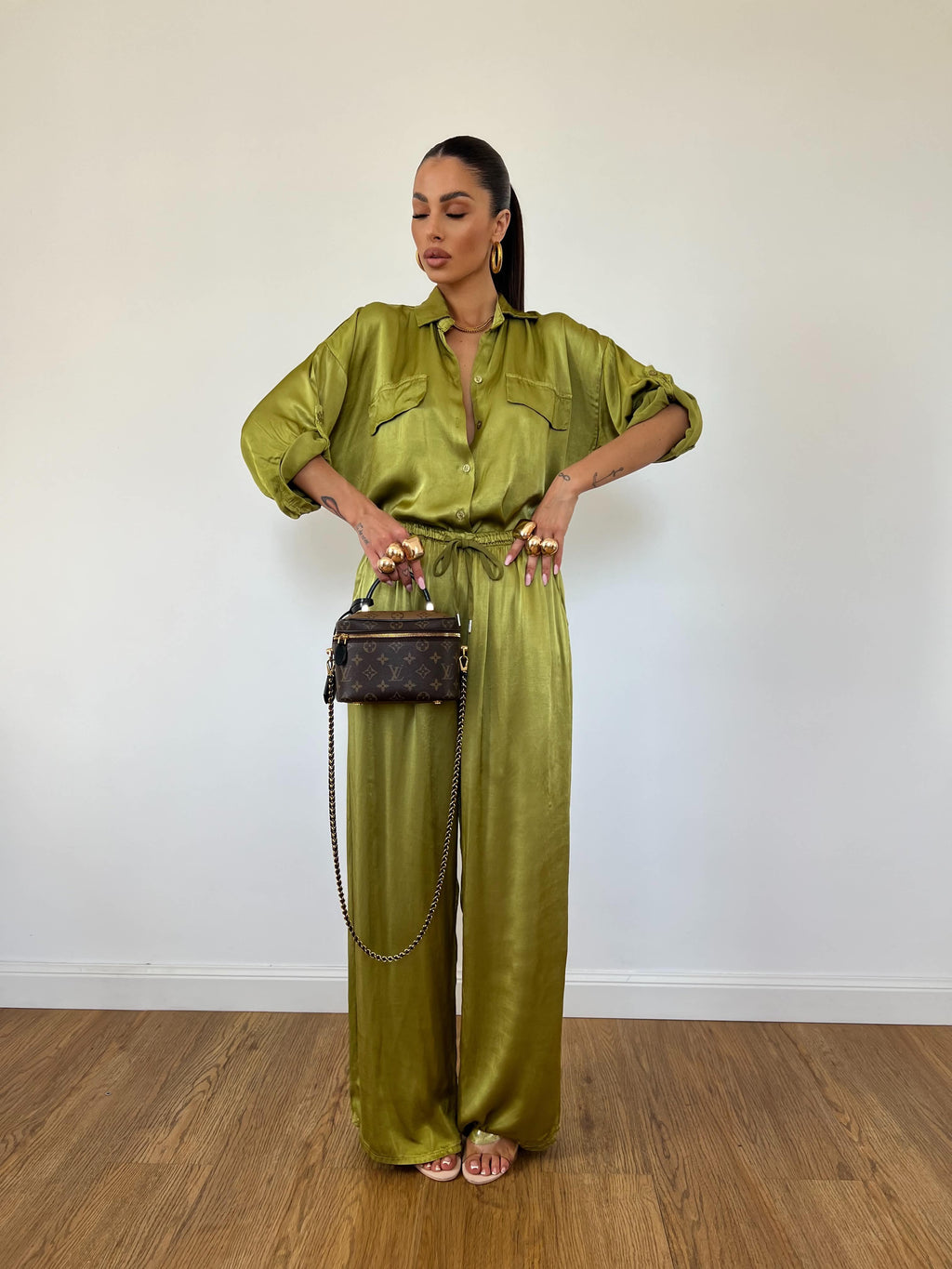 Camicia Satin Verde Pistacchio