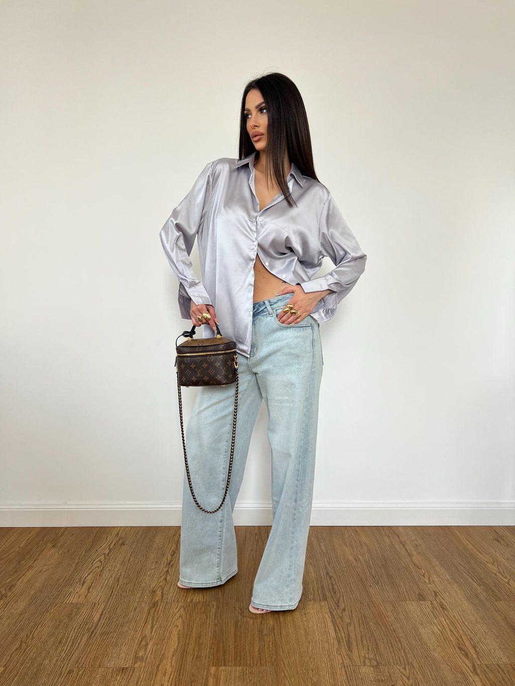 Camicia Satin Grigia