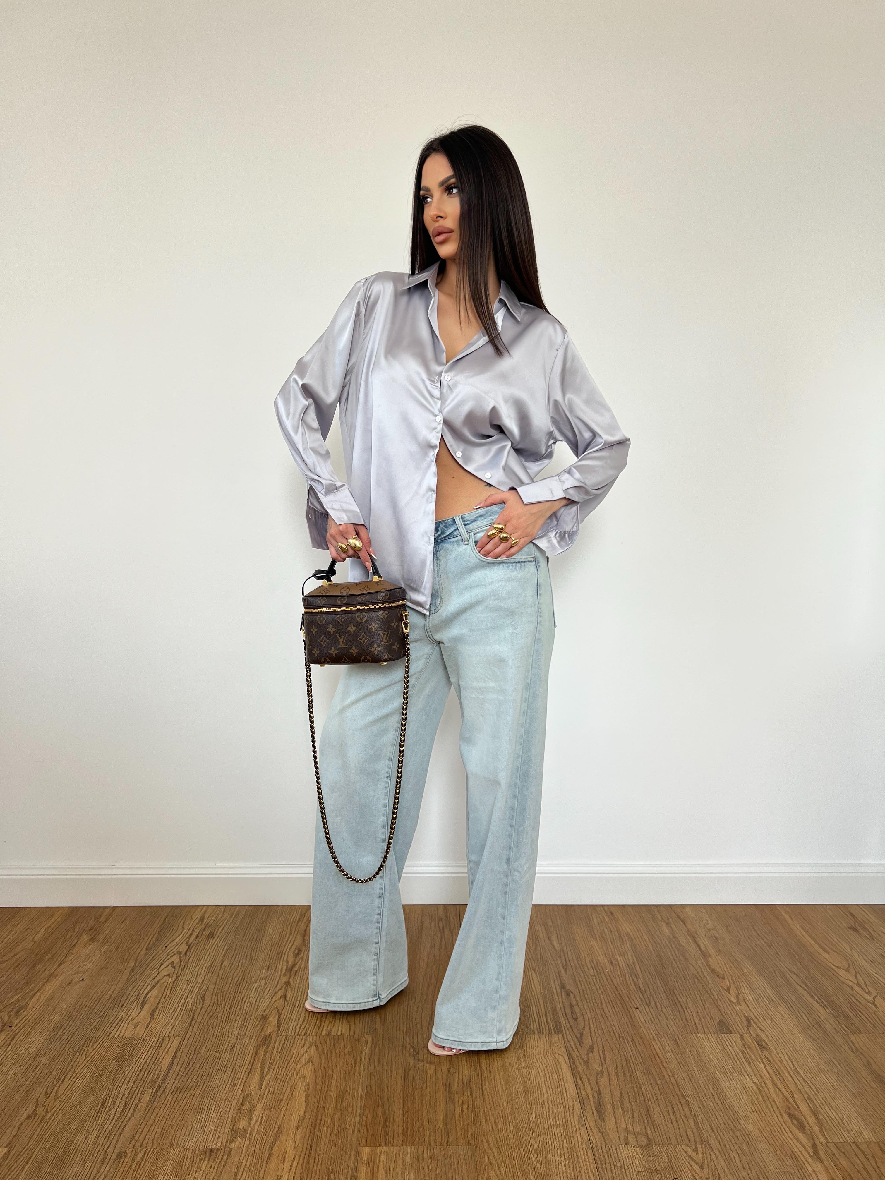 Camicia Satin Grigia