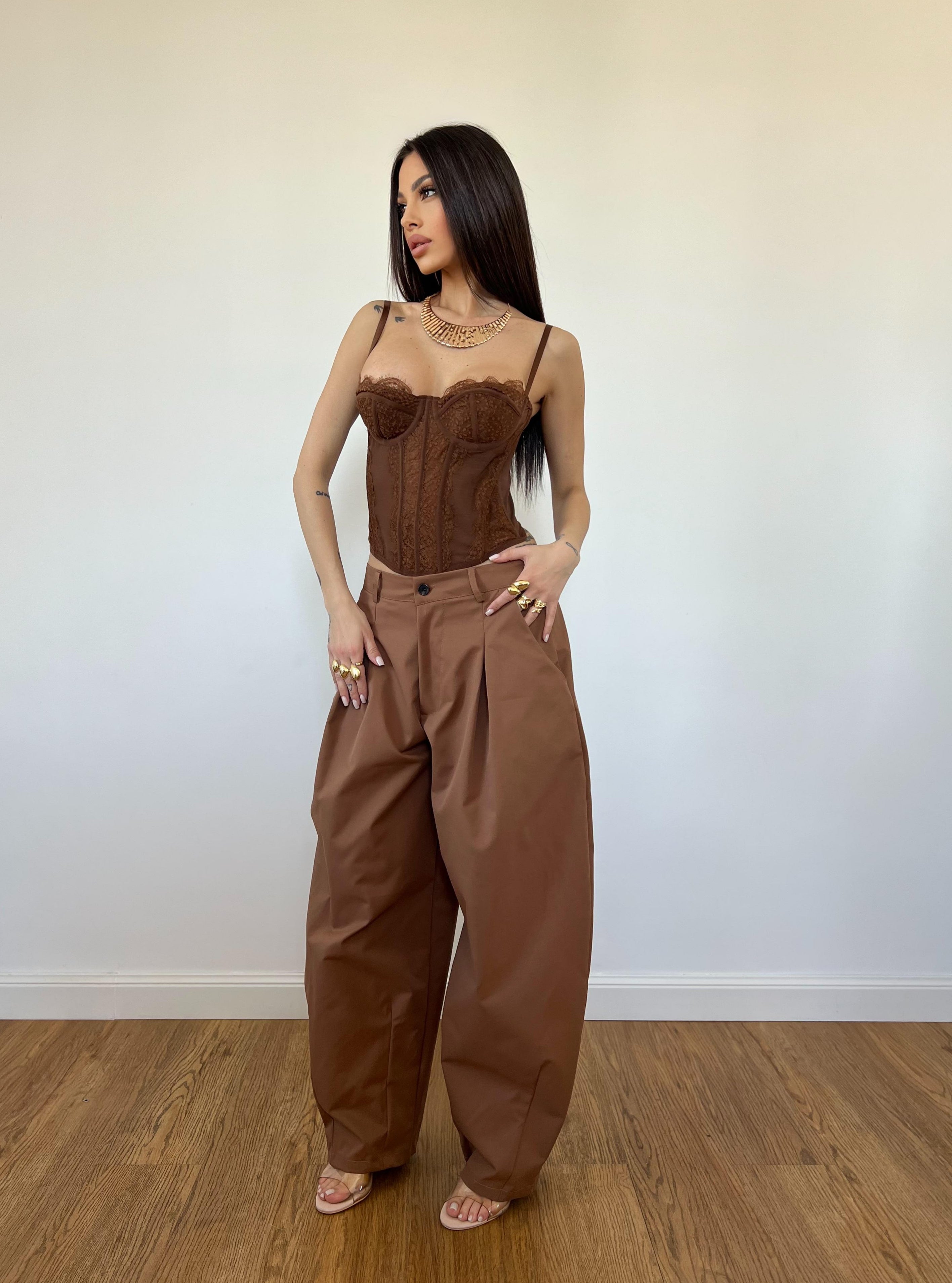 Pantalone Side Cammello